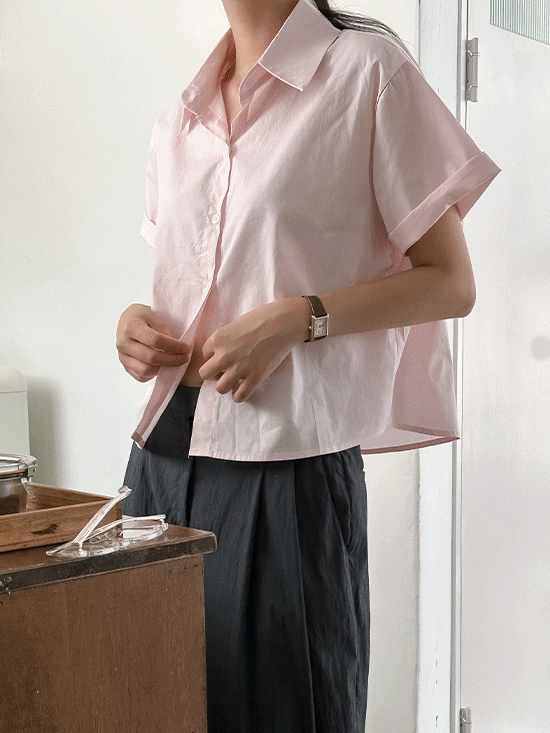 [여름셔츠] 코지니 데일리 세미크롭 반팔 셔츠 - 5 Color (장마/여름/출근룩)